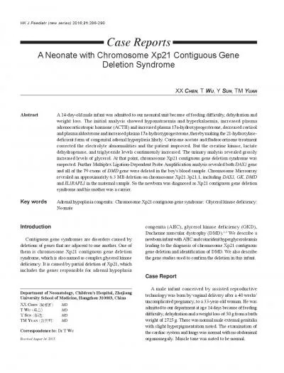 HK J Paediatr new series 2016A Neonate with Chromosome Xp21 Contigu