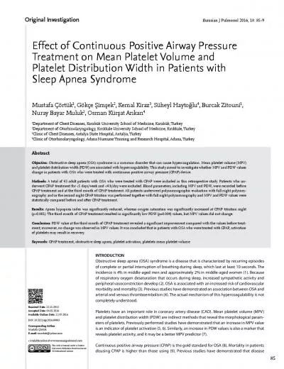 Original InvestigationEffect of Continuous Positive Airway Pressure Tr