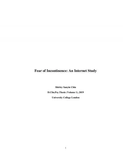 Fear of Incontinence An Internet Study