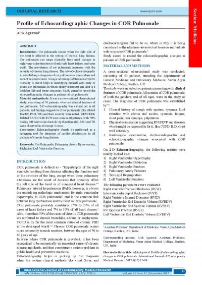 Prox00660069le of Echocardiographic Changes in COR Pulmonale