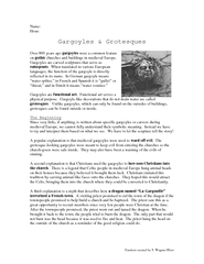 Handout created by S. Wagner-Marx Name: Hour: Gargoyles & Grotesques O