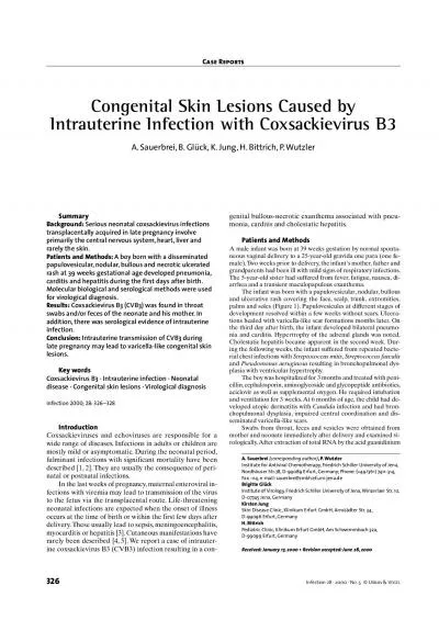 Congenital Skin Lesions Caused byIntrauterine Infection wi