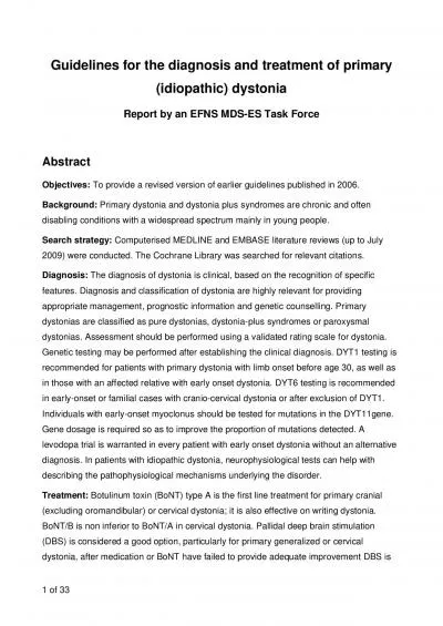 Guidelines for the diagnosis and treatment of primary