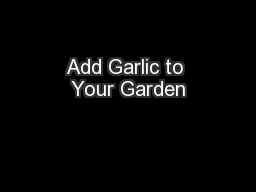 Add Garlic to Your Garden