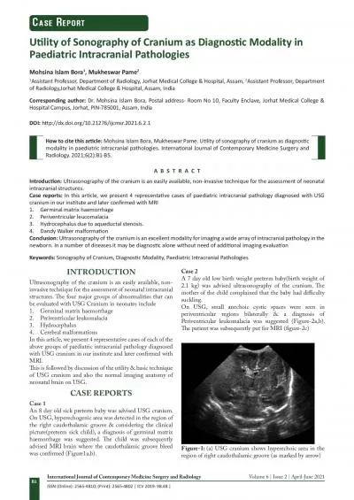 Ux00740069lity of Sonography of Cranium as Diagnosx00740069c Mod