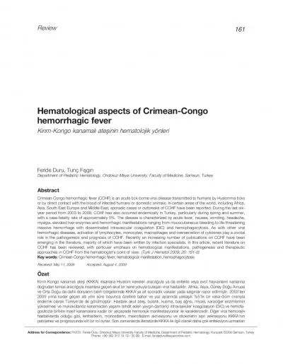 Hematological aspects of CrimeanCongo  ate