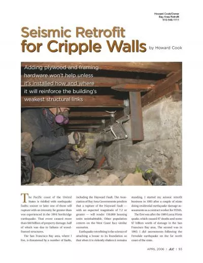 Seismic Retrofit for Cripple WallsSeismic Retrofit for Cripple WallsAd