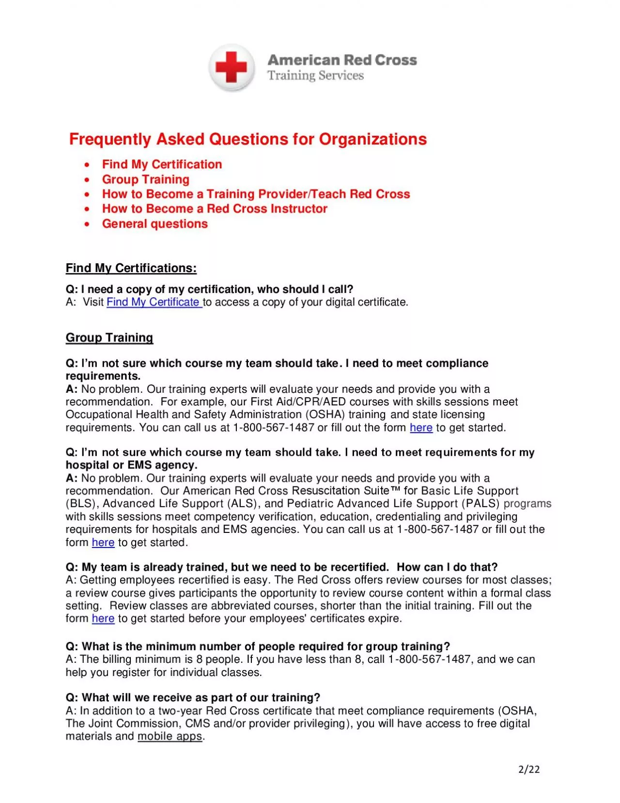 Frequently Asked Questions for Organizations