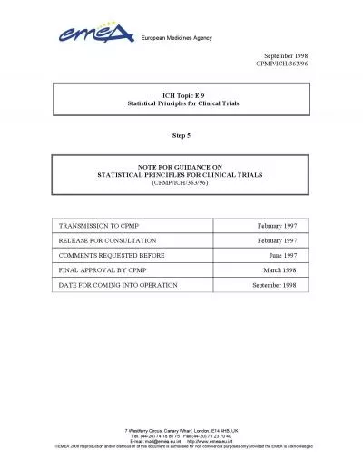 PDF-European Medicines Agency 7 Westferry Circus Canary Wharf London E1