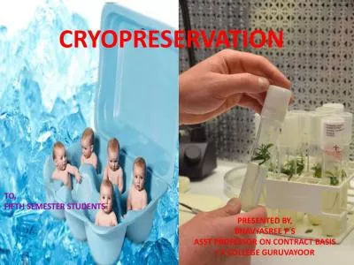 CRYOPRESERVATION