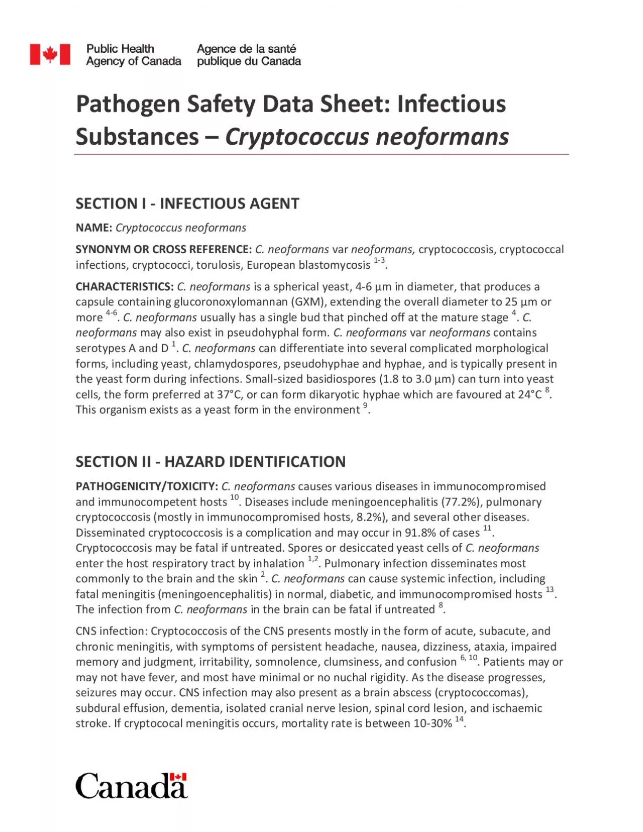 Pathogen Safety Data Sheet Infectious