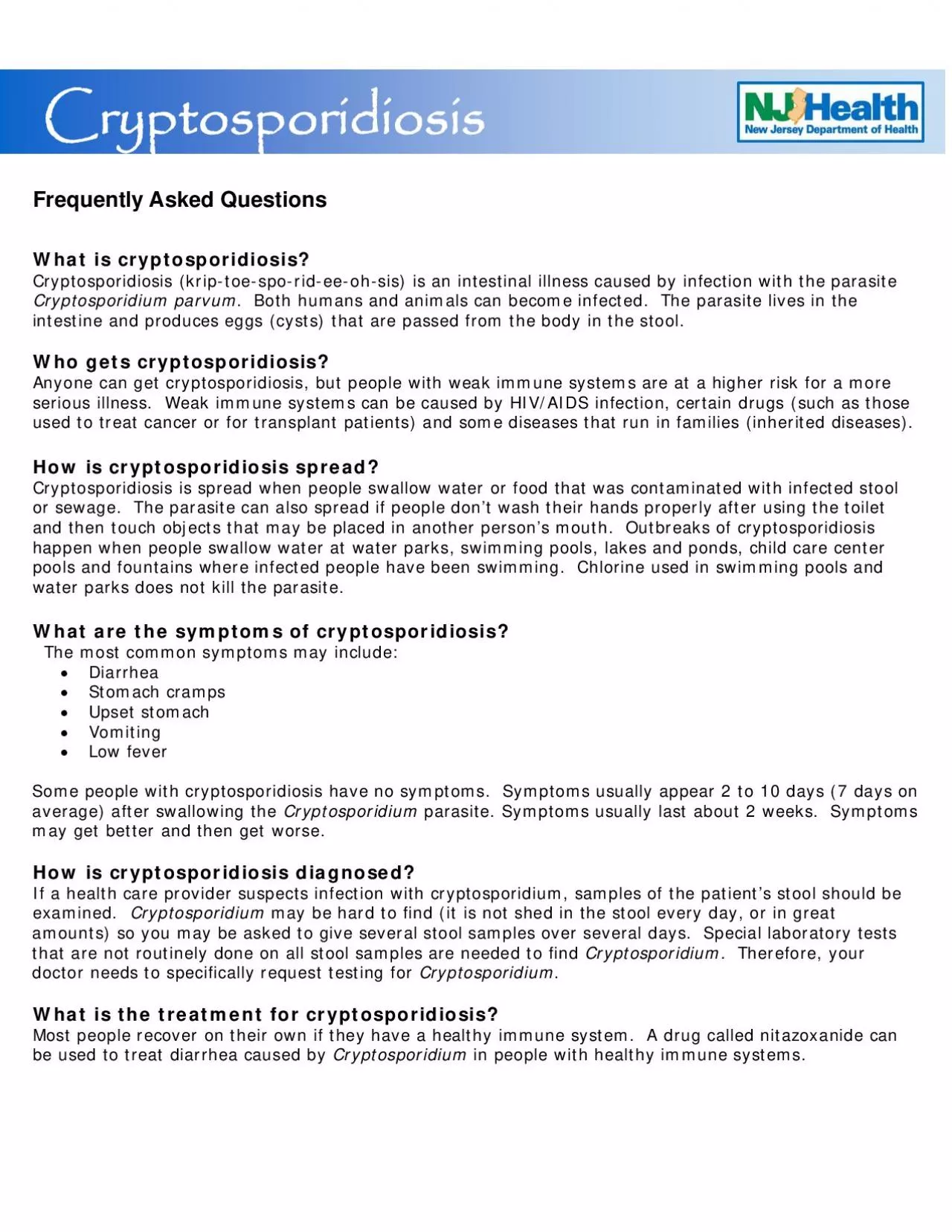 PDF-Frequently Asked Questions Cryptosporidiosis kriptoesporideeoh