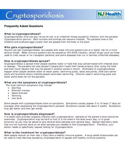 Frequently Asked Questions  Cryptosporidiosis kriptoesporideeoh