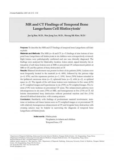 MR and CT Findings of Temporal BoneLangerhans Cell HistiocytosisJae Ig