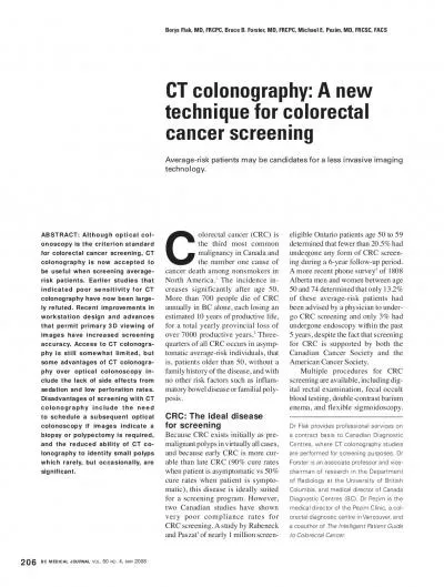 ABSTRACT Although optical col oscopy is the criterion standard for co