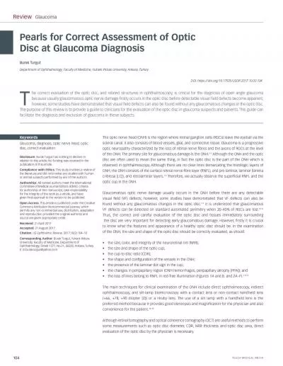 Pearls for Correct Assessment of Optic Burak TurgutDepartment of Ophth