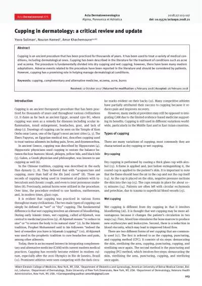 Cupping in dermatology a critical review and update