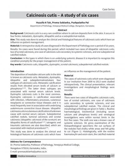 Calcinosis cutis 150 A study of six cases