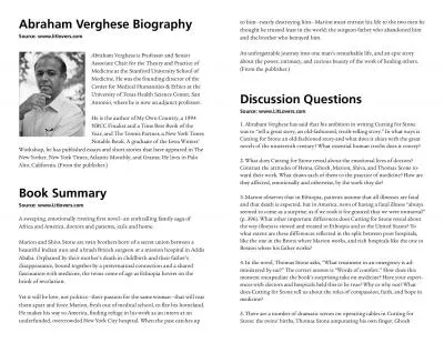 Abraham Verghese BiographySource wwwlitloverscomAbraham Verghese is