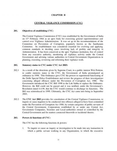 CHAPTER  II   CENTRAL VIGILANCE COMMISSION CVC