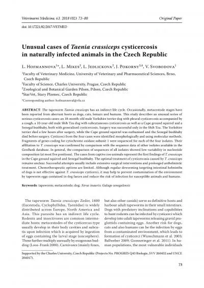 Unusual cases of Taenia crassiceps cysticercosisin naturally infected