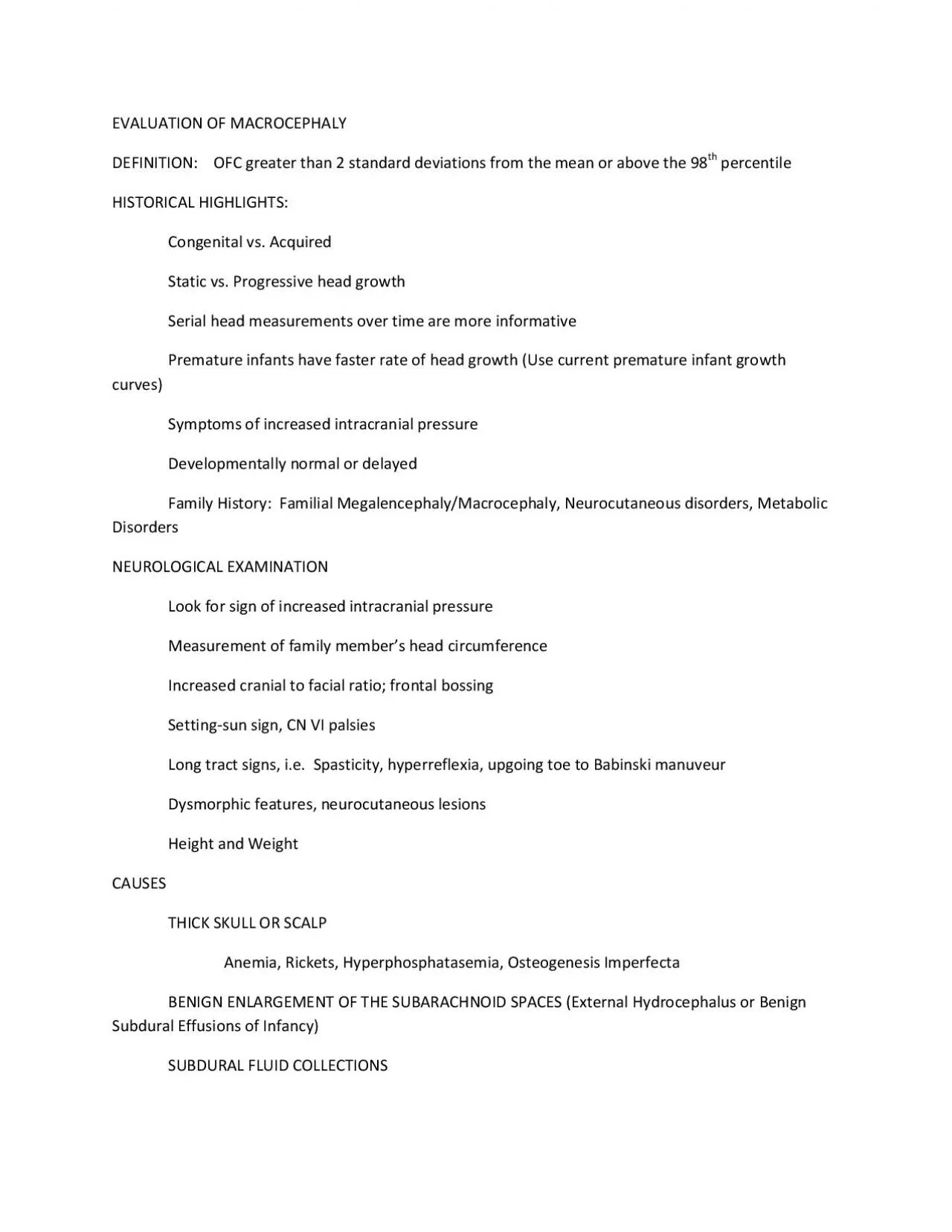 PDF-EVALUATION OF MACROCEPHALYDEFINITION OFC greater than 2 standard d