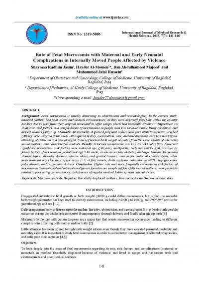 Rate of Fetal Macrosomia with Maternal and Early Neonatal Complication