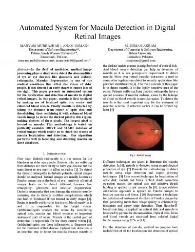 Automated System for Macula Detection in Digital Retinal Images MARYAM