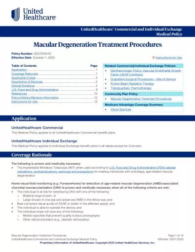 Macular Degeneration Treatment Procedures