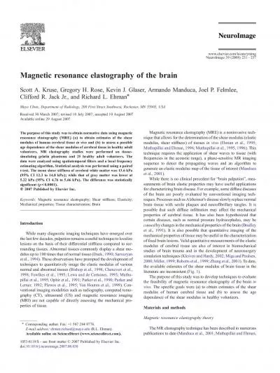 MagneticresonanceelastographyofthebrainScottAKruseGregoryHRoseKevi