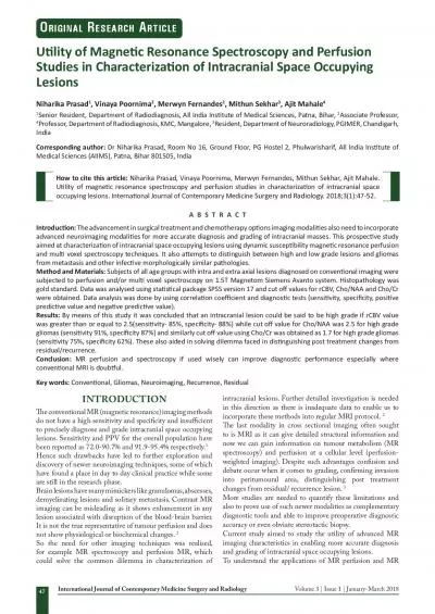 Ux00740069lity of Magnex00740069c Resonance Spectroscopy and ter