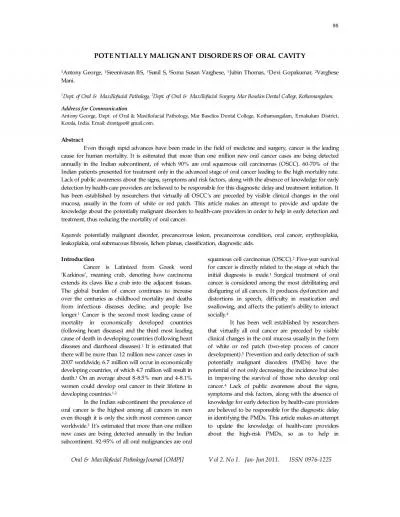 Oral  Maxillofacial Pathology Journal OMPJ