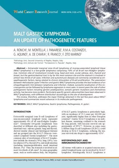MALT GASTRIC LYMPHOMA