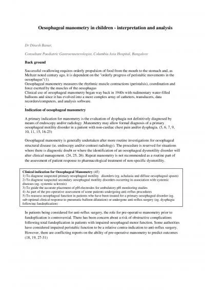 Oesophageal manometry in children