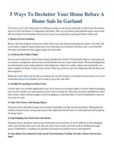5 Ways To Declutter Your Home Before A Home Sale In Garland