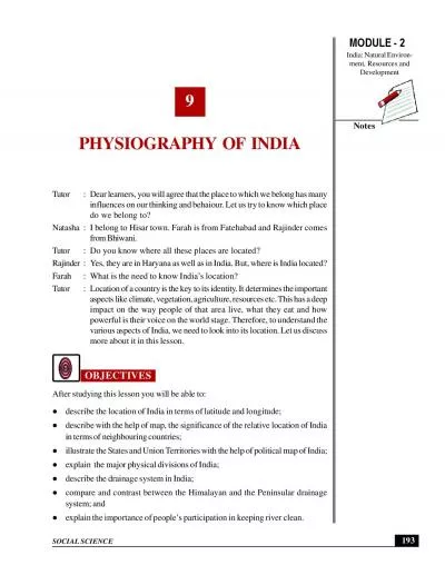 MODULE  2India Natural Environment Resources andDevelopment