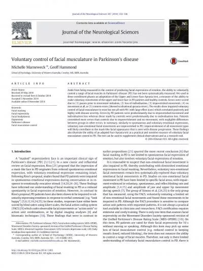 VoluntarycontroloffacialmusculatureinParkinsonsdiseaseMichelleMarnewe