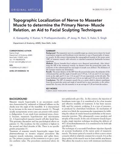 Topographic Localization of Nerve to Masseter Muscle to determine the