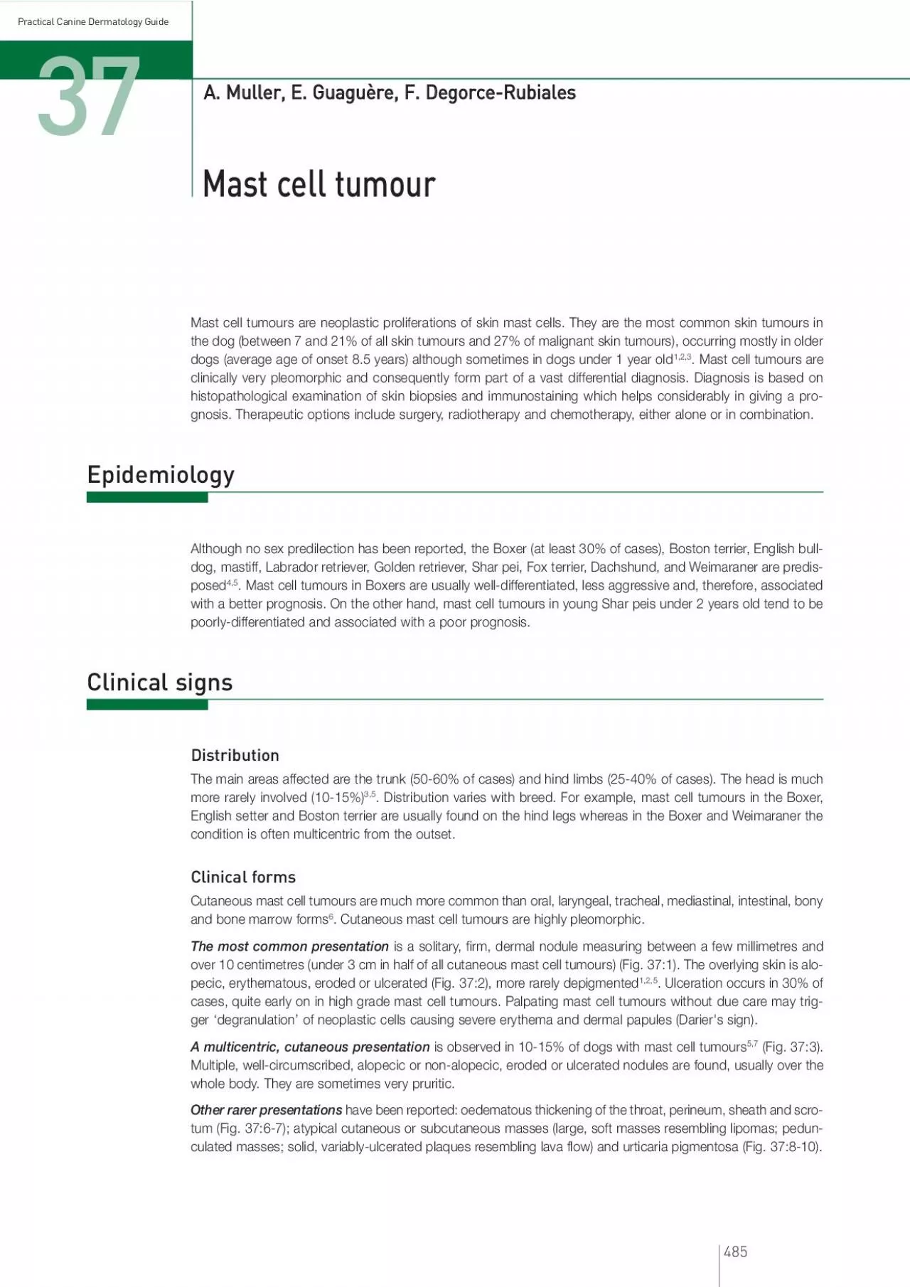 PDF-Practical Canine Dermatology GuideMast cell tumours are neoplastic pro