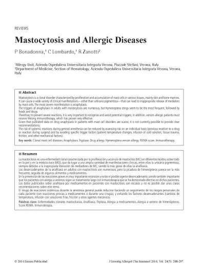 Mastocytosis and Allergic Diseases