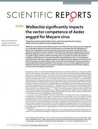 Here we determined the vector competence of aegypti and the eciency