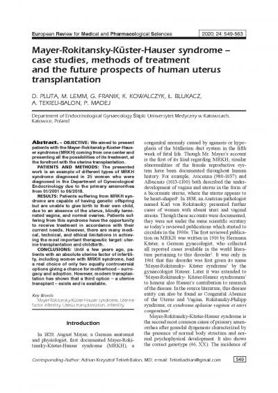 Abstract150 OBJECTIVE We aimed to present patients with the Mayer