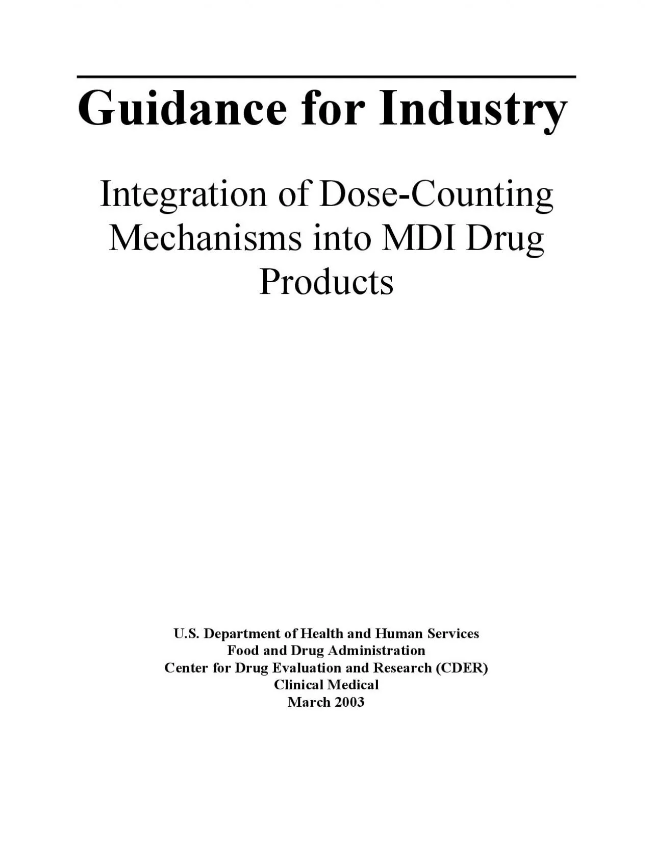 Guidance for Industry2 Integration of DoseCounting2 Mechanisms