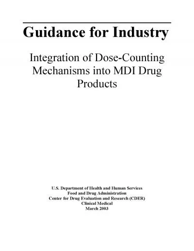 Guidance for Industry2 Integration of DoseCounting2 Mechanisms