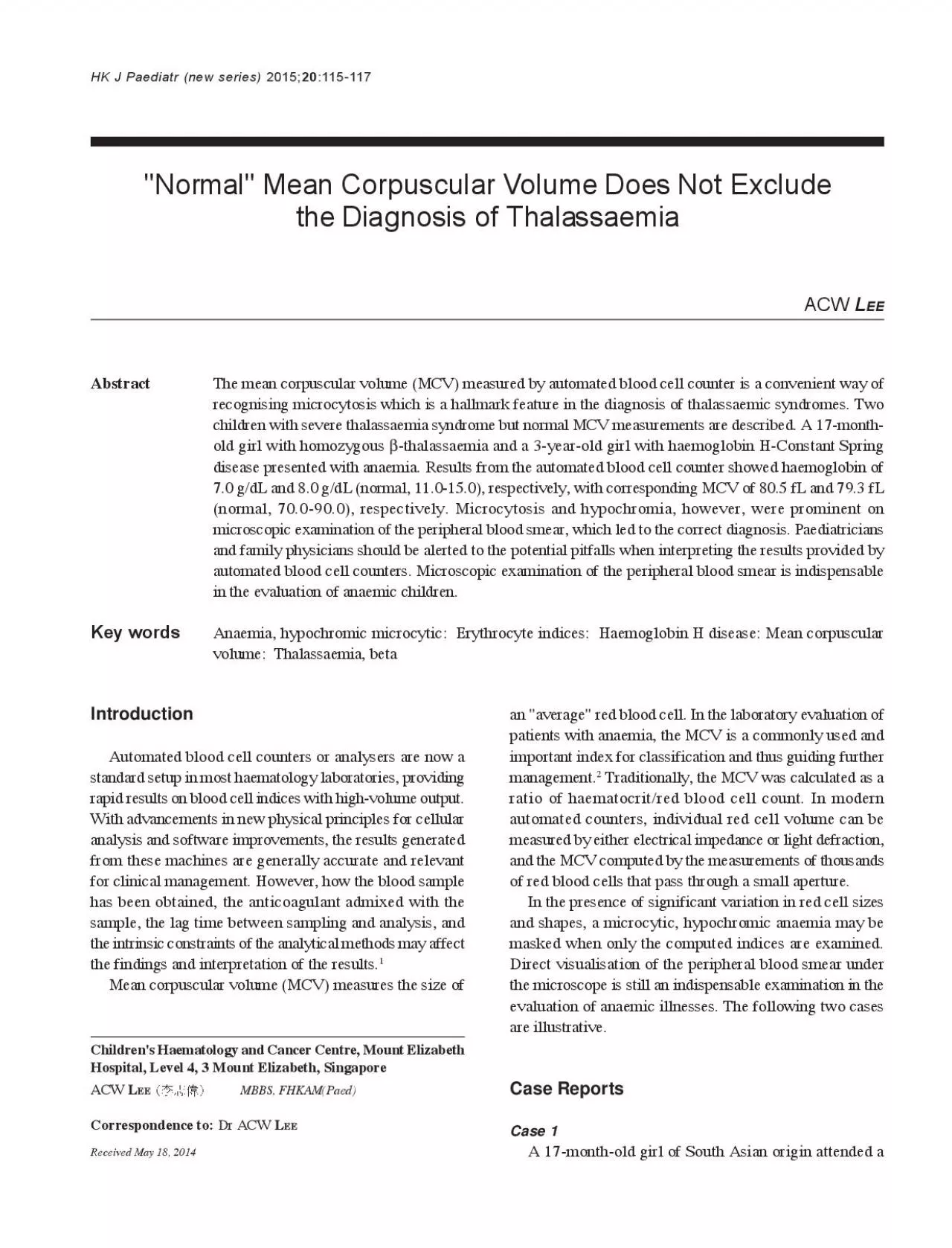 PDF-HK J Paediatr new series 2015115117Normal Mean Corpuscular Volu