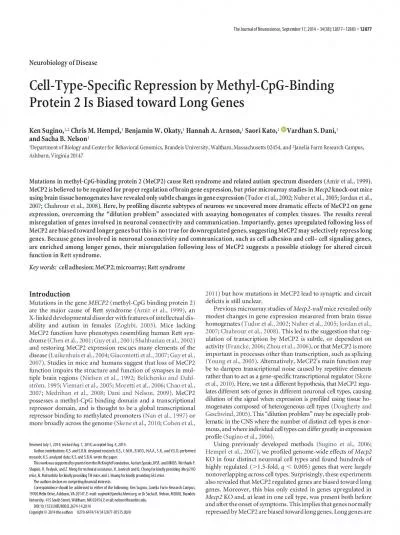 NeurobiologyofDiseaseCellTypeSpecificRepressionbyMethylCpGBindingP