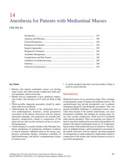 P Slinger ed Principles and Practice of Anesthesia for Thoracic S