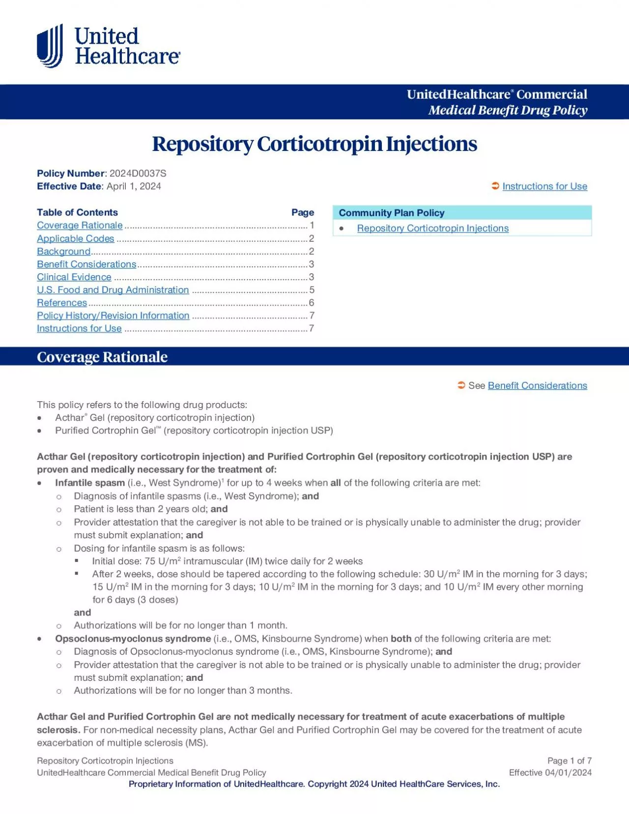 Repository Corticotropin Injection