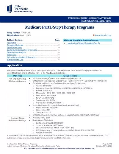 Medicare Part B Step Therapy Programs