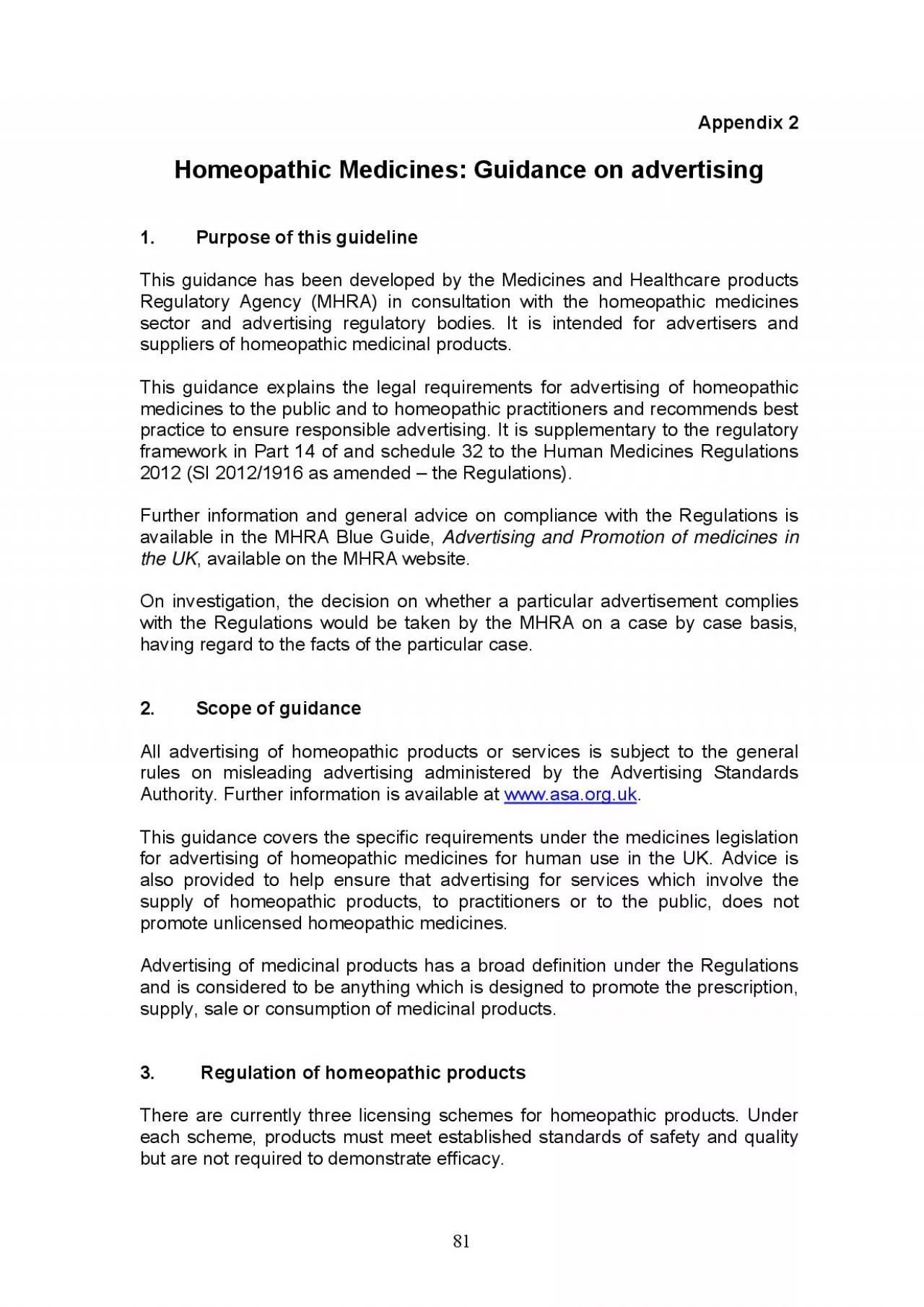 PDF-omeopatKLc MedLcLnesx001d uLdance on advertLsLnJ 1 Purpose of